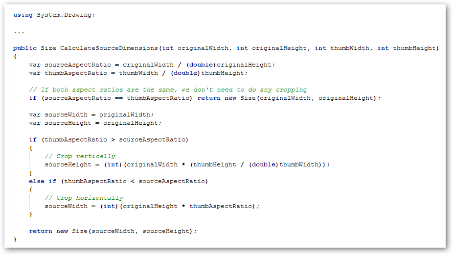 Image resize with automatic cropping C# code